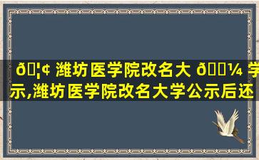 🦢 潍坊医学院改名大 🐼 学公示,潍坊医学院改名大学公示后还有好久